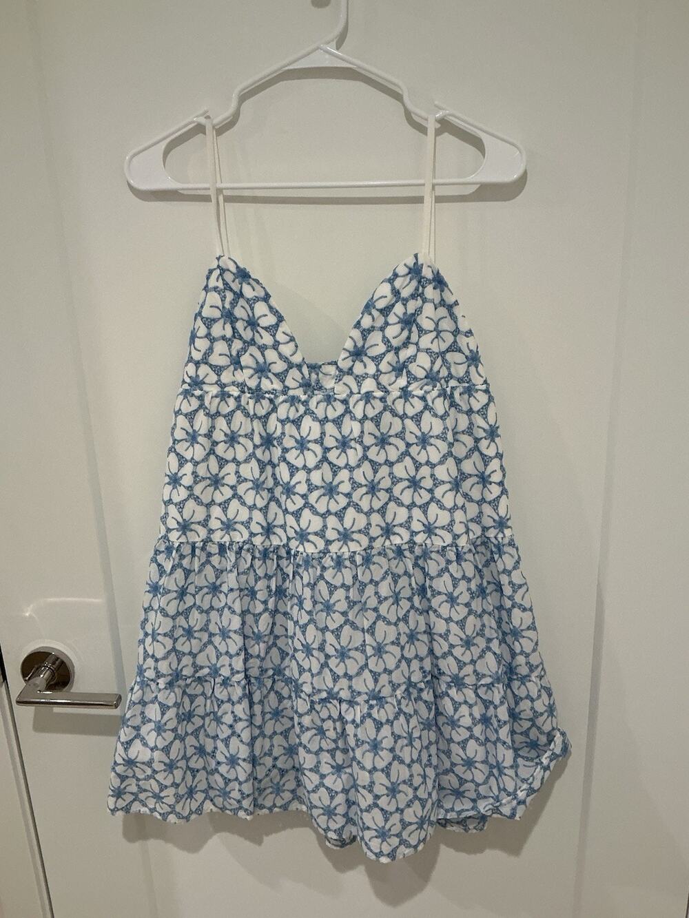 MILLY Blue Cotton V-Neck Mini Dress Women’s Size 6